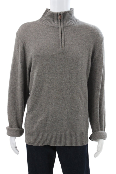 J Crew Mens Pullover Mock Neck Sweater Gray 70% Nylon Long Sleeve Size XL