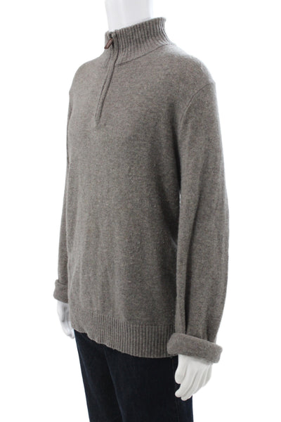 J Crew Mens Pullover Mock Neck Sweater Gray 70% Nylon Long Sleeve Size XL
