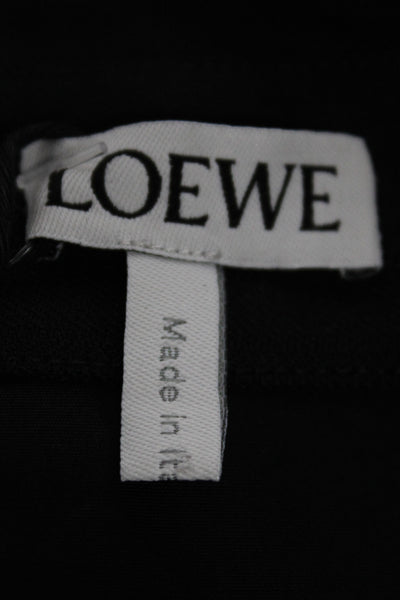 Loewe Womens Shirt Dress Black Leather Collared Sleeveless Size 44