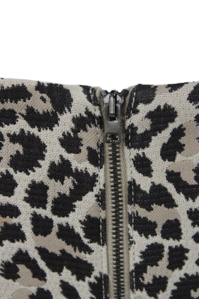 Joseph Womens Beige Animal Print Mini Skirt Zip Cotton Size 34