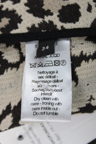 Joseph Womens Beige Animal Print Mini Skirt Zip Cotton Size 34