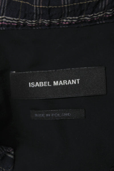 Isabel Marant Women Mini Multicolor Plaid Dress Collared Button Size 34