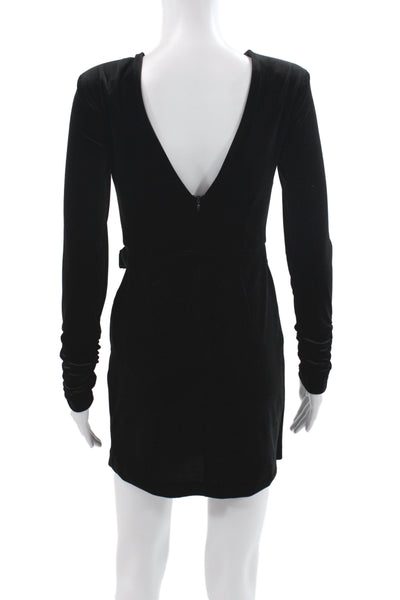 Zara Women Bodycon Dress Black Long Sleeve Round Neck Knee Length Size XS