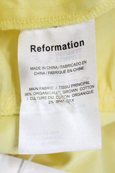 Reformation Womens Mini Yellow Square Neck Sleeveless Zip Knee Dress Size 0