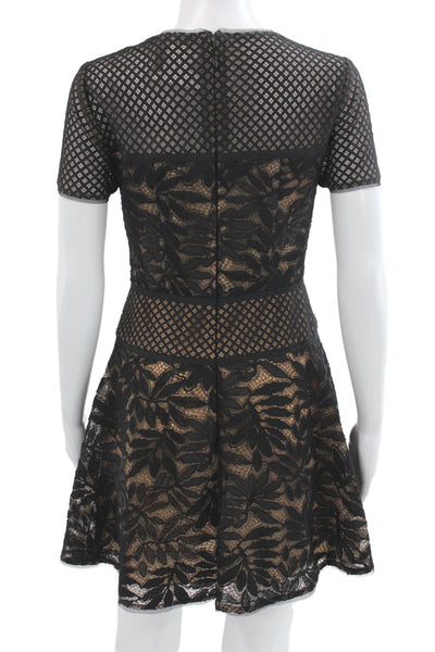 BCBGMAXAZRIA Women Fit & Flare Mini Dress Beige Short Sleeve Size 2