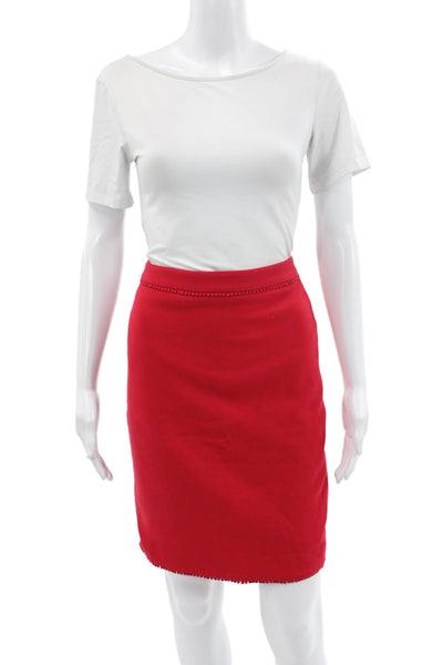 Ann Taylor Womens Straight Pencil Skirt Red Zip Knee Length Size 00P