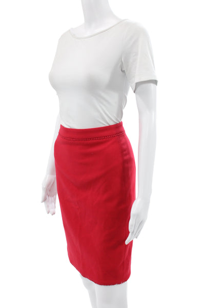 Ann Taylor Womens Straight Pencil Skirt Red Zip Knee Length Size 00P