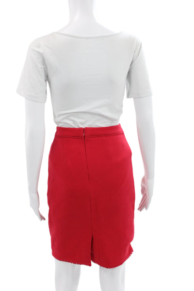 Ann Taylor Womens Straight Pencil Skirt Red Zip Knee Length Size 00P