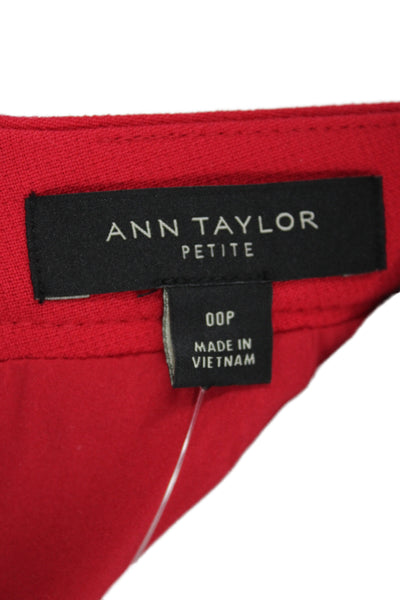 Ann Taylor Womens Straight Pencil Skirt Red Zip Knee Length Size 00P