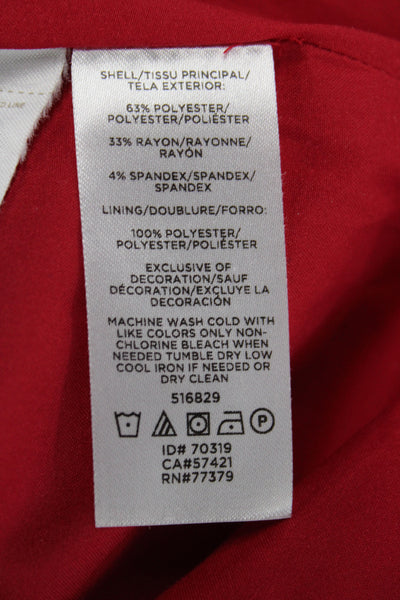 Ann Taylor Womens Straight Pencil Skirt Red Zip Knee Length Size 00P