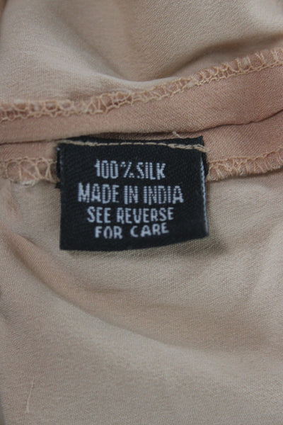 Karina Grimaldi Womens Silk Striped Beaded Mini Skirt Beige Hook & Eye Size S