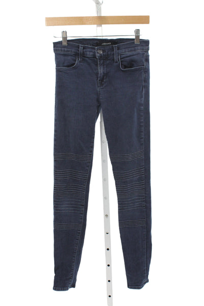 J Brand Womens Skinny Biker Mid Rise Blue Cotton Blend Jeans Size 25