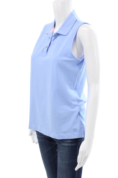 Lilly Pulitzer Women Sleeveless Basic Polo Collared Blue Cotton Size S