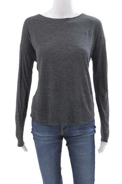 Vince Women Basic T-Shirt Gray Round Neck Long Sleeve Size S