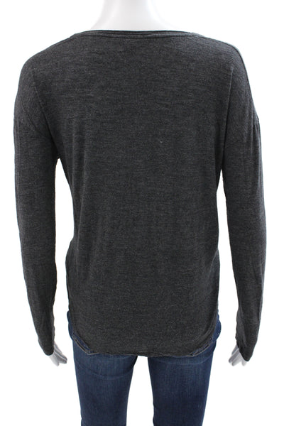 Vince Women Basic T-Shirt Gray Round Neck Long Sleeve Size S