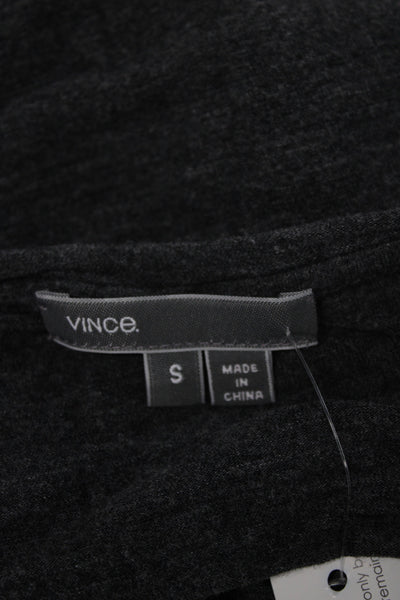 Vince Women Basic T-Shirt Gray Round Neck Long Sleeve Size S