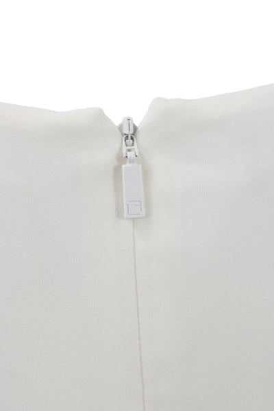 Lafayette 148 New York Women Silk V-Neck 3/4 Sleeve Basic Blouse Ivory Size S