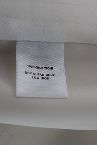 Lafayette 148 New York Women Silk V-Neck 3/4 Sleeve Basic Blouse Ivory Size S