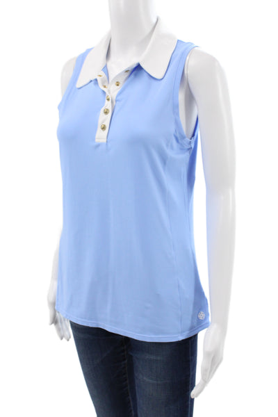 Lilly Pulitzer Women Sleeveless Collared Polo Blue Meryl Nylon Size S