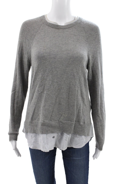 Joie Womens Pullover Sweater Gray Crew Neck Long Sleeve Preppy Size S