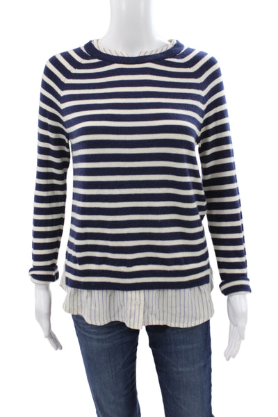 Joie Womens Pullover Striped Crew Neck Blue Preppy Fall Size XS