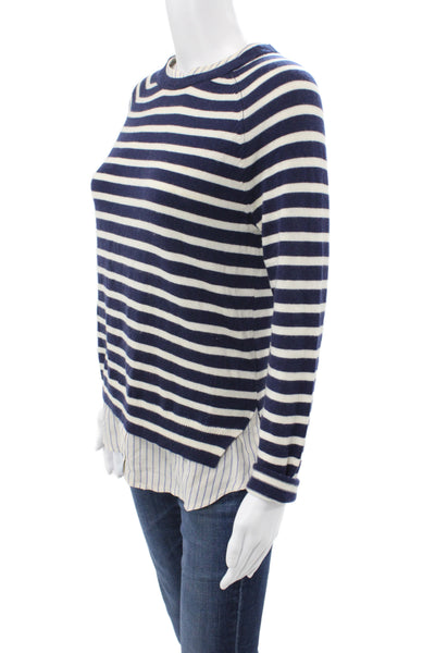 Joie Womens Pullover Striped Crew Neck Blue Preppy Fall Size XS