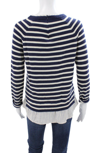 Joie Womens Pullover Striped Crew Neck Blue Preppy Fall Size XS