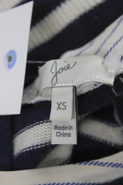 Joie Womens Pullover Striped Crew Neck Blue Preppy Fall Size XS