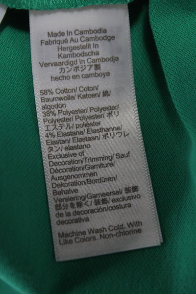 J Crew Womens Basic Solid Green Collared Short Sleeve Polo Size L