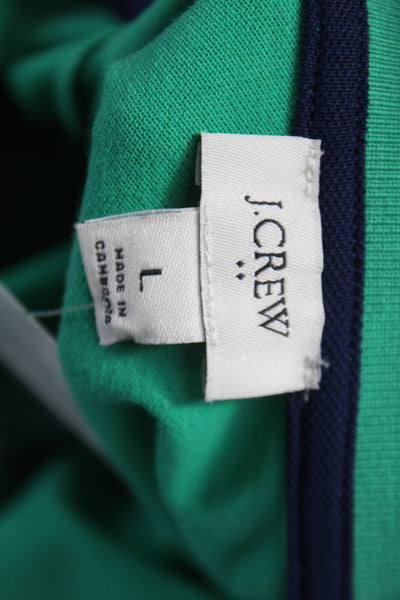 J Crew Womens Basic Solid Green Collared Short Sleeve Polo Size L