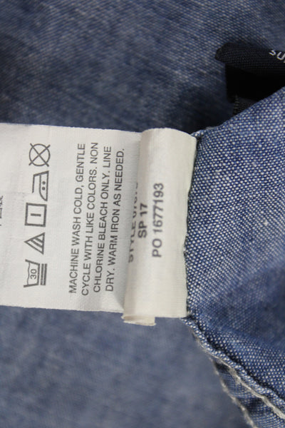J Crew Women Collared Button-Up Shirt Blue 100% Cotton Long Sleeve Size 10