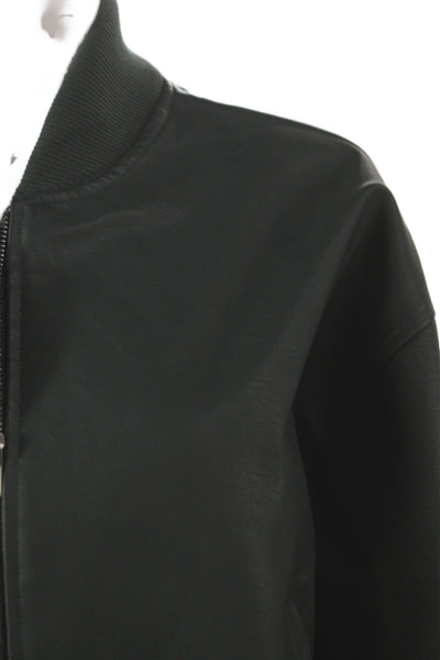 Steve Madden Womens Green Polyurethane Bomber Jacket Zip Long Sleeve Size L