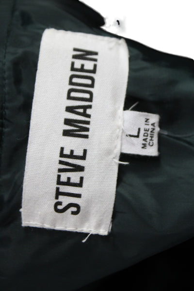 Steve Madden Womens Green Polyurethane Bomber Jacket Zip Long Sleeve Size L