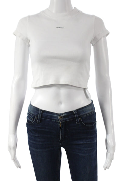 Madhappy Womens Basic White Crew Neck Short Sleeve T-Shirt Athleisure Size S