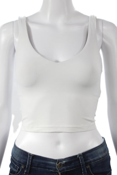 Lululemon Women White Scoop Neck Basic Tank Nylon Athleisure Size 4