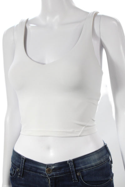 Lululemon Women White Scoop Neck Basic Tank Nylon Athleisure Size 4
