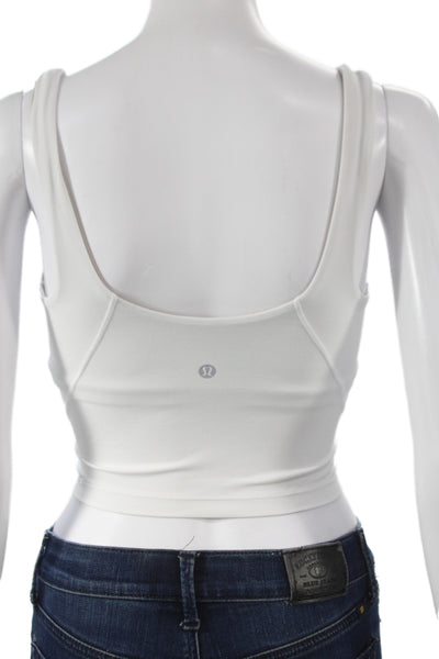 Lululemon Women White Scoop Neck Basic Tank Nylon Athleisure Size 4