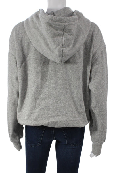 Zara Women Pullover Hoodie Gray High Neck Long Sleeve Drawstring Pearl Size S