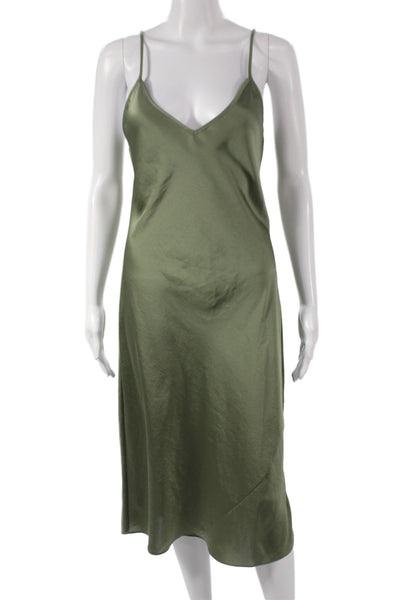 Wilfred Women Slip Dress Green V-Neck Knee Length Sleeveless Polyester Size S