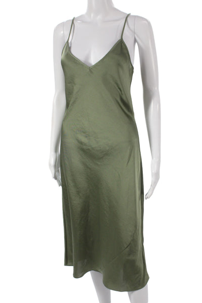 Wilfred Women Slip Dress Green V-Neck Knee Length Sleeveless Polyester Size S