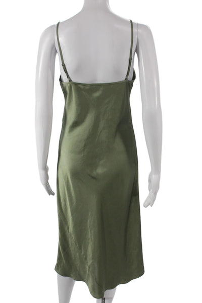 Wilfred Women Slip Dress Green V-Neck Knee Length Sleeveless Polyester Size S