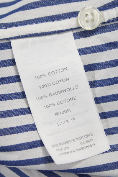 J Crew Mens 100 Percent Cotton Striped Button Front Shirt Blue Size M