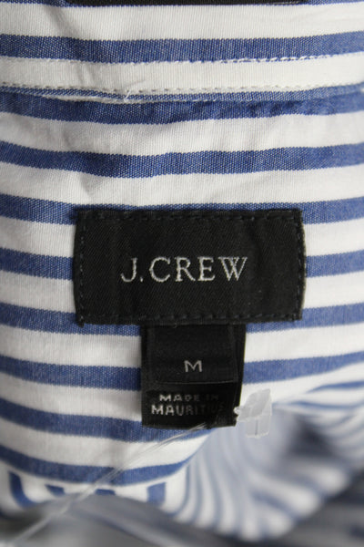 J Crew Mens 100 Percent Cotton Striped Button Front Shirt Blue Size M