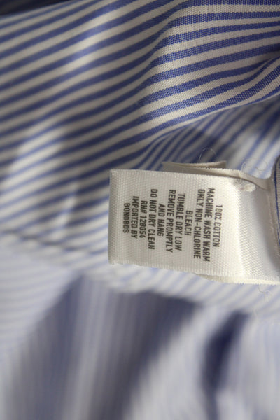 Bonobos Mens 100 Percent Cotton Collared Striped Button Front Top Blue Size 15.5