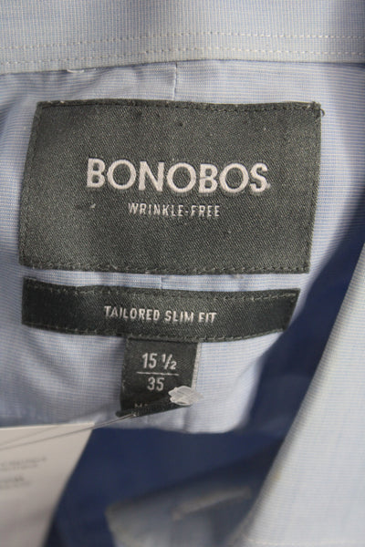 Bonobos Mens Cotton Blend Collared Button Front Top Blue Size 15.5