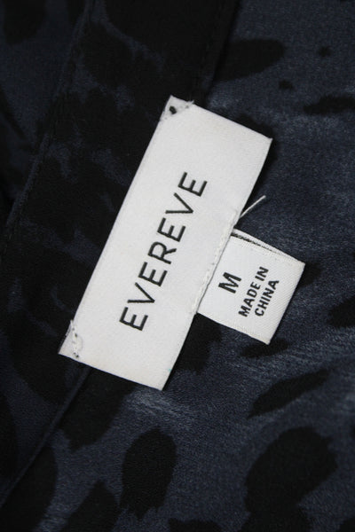 Everlane Womens Basic Animal Print Black V-Neck Long Sleeve Blouse Size M