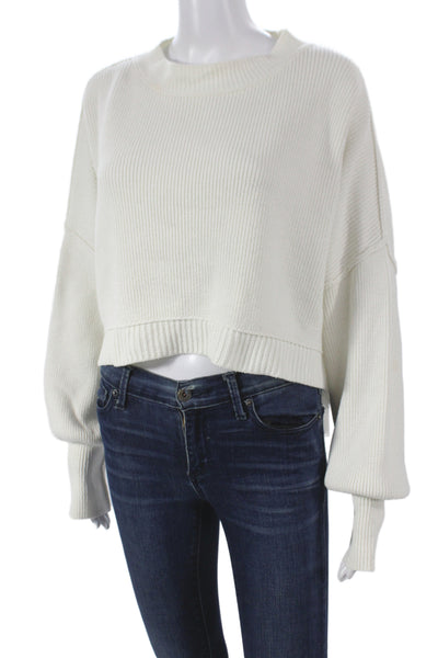 Free People Women Pullover Sweater Ivory Long Sleeve Crew Neck Size S