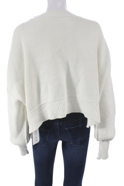 Free People Women Pullover Sweater Ivory Long Sleeve Crew Neck Size S