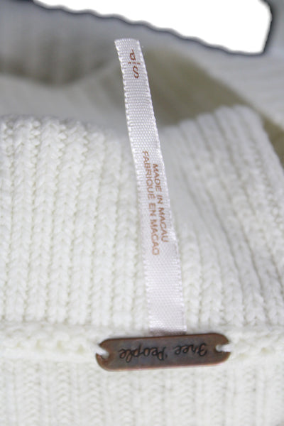 Free People Women Pullover Sweater Ivory Long Sleeve Crew Neck Size S