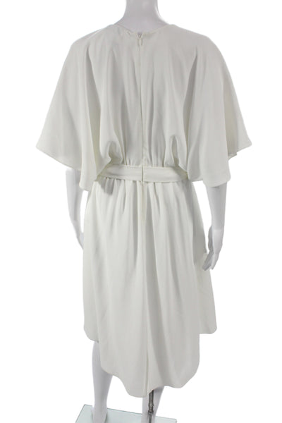 Sachin & Babi Women Blouson White Mid-Calf Crew Neck Short Sleeve Dress Size S
